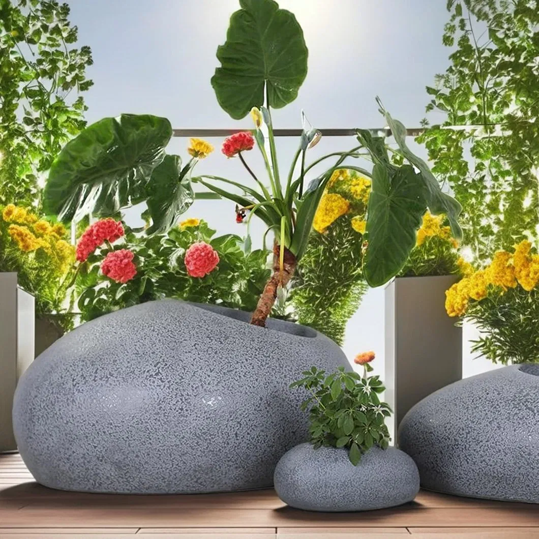 Customized Sphere Flower Pot Planters, Fiberglass Used with Flower/Green Plant Outdoor Fiberglass Planter Pot