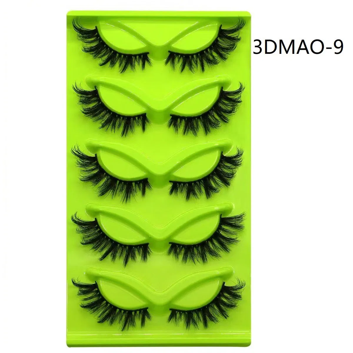 Premium 5 Pairs of Green Fox Eye & Cat Eye False Eyelashes