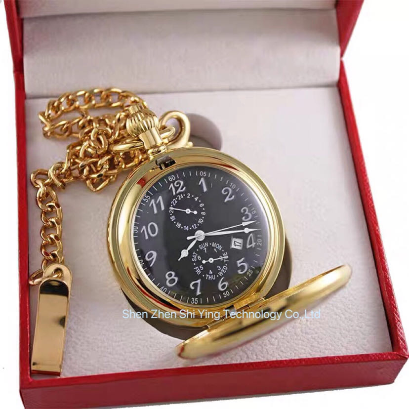 Gents Luxury Stainless Steel Automatic Mechanical Pocket Watch with Dual Open Cover