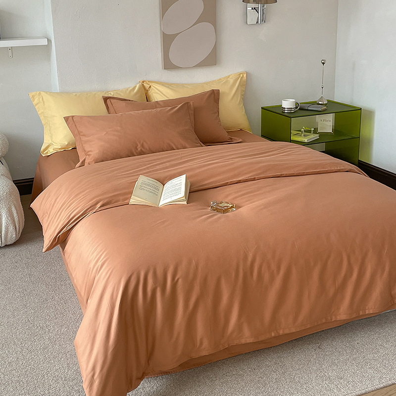 4PCS Customized Size Cotton Fitted Bed Sheet Bedsheet Set with 2pillow Case