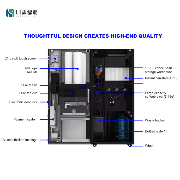 Imt Automatic Hot and Iced Freshly Ground Coffee Vending Machine with Coin Operator