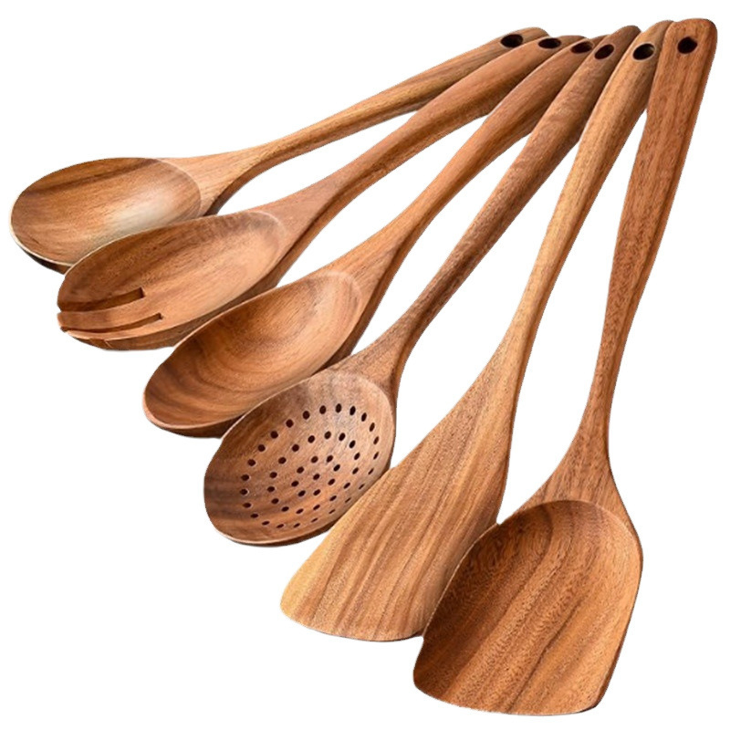Wooden Soup Spoon and Spatula, Unpainted Wax-Free Kitchenware