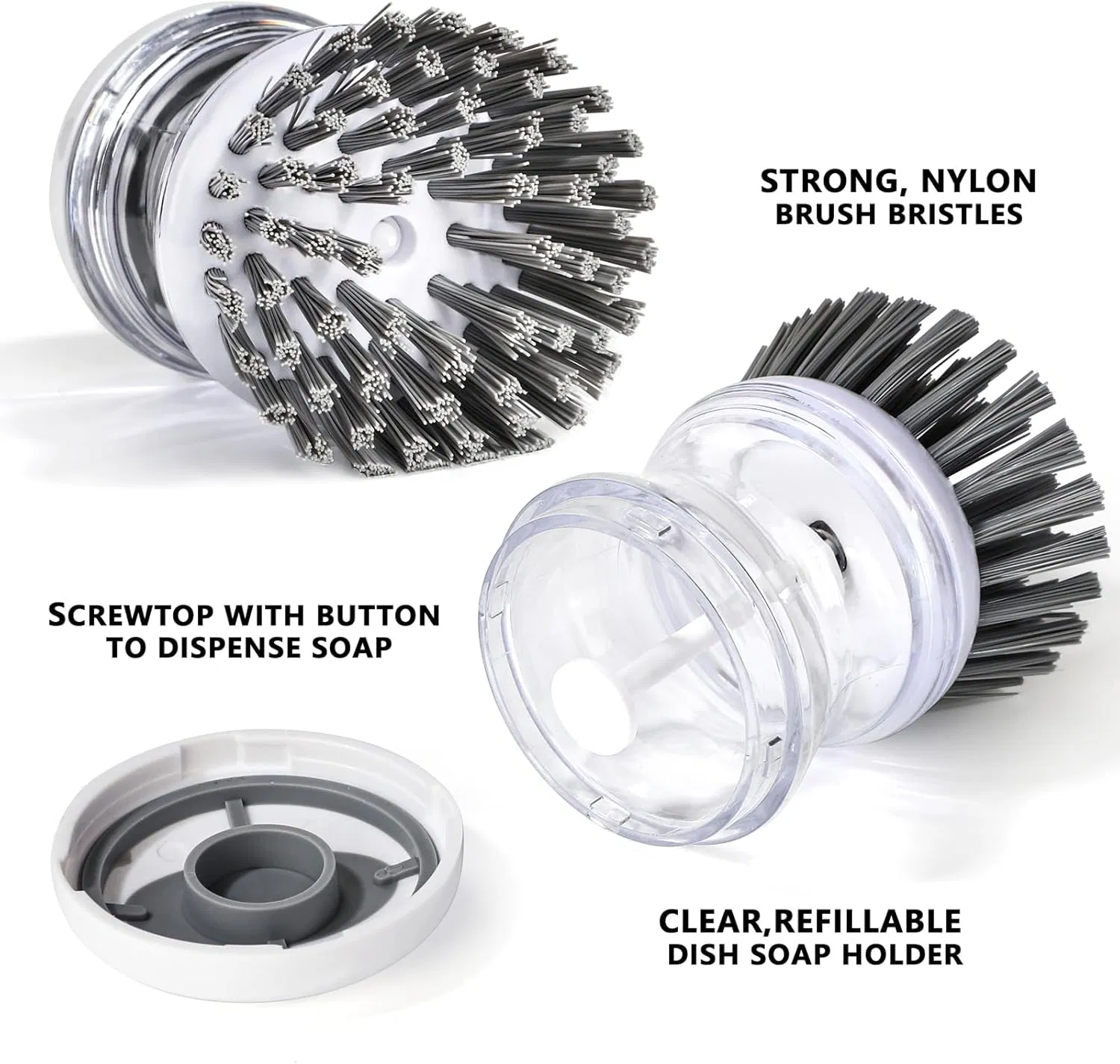 Dish Brushes, Kitchen Scrub Brush, Cleaning Brush, for Dish Scrubber Brush with Soap Dispenser Dish Pot Pan Sink Cleaning