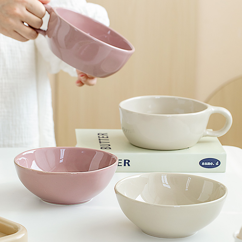 Home Restaurant Tableware Ceramic Breakfast Dessert Yogurt Ice Cream Oatmeal Bowl