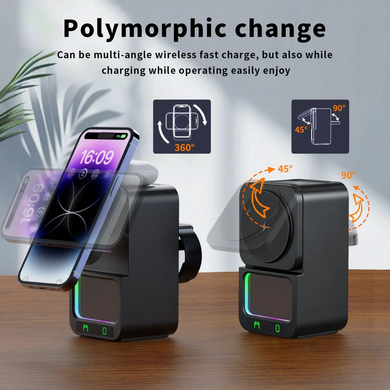 Беспроводная зарядка DH-19 5 в 1, 15Вт