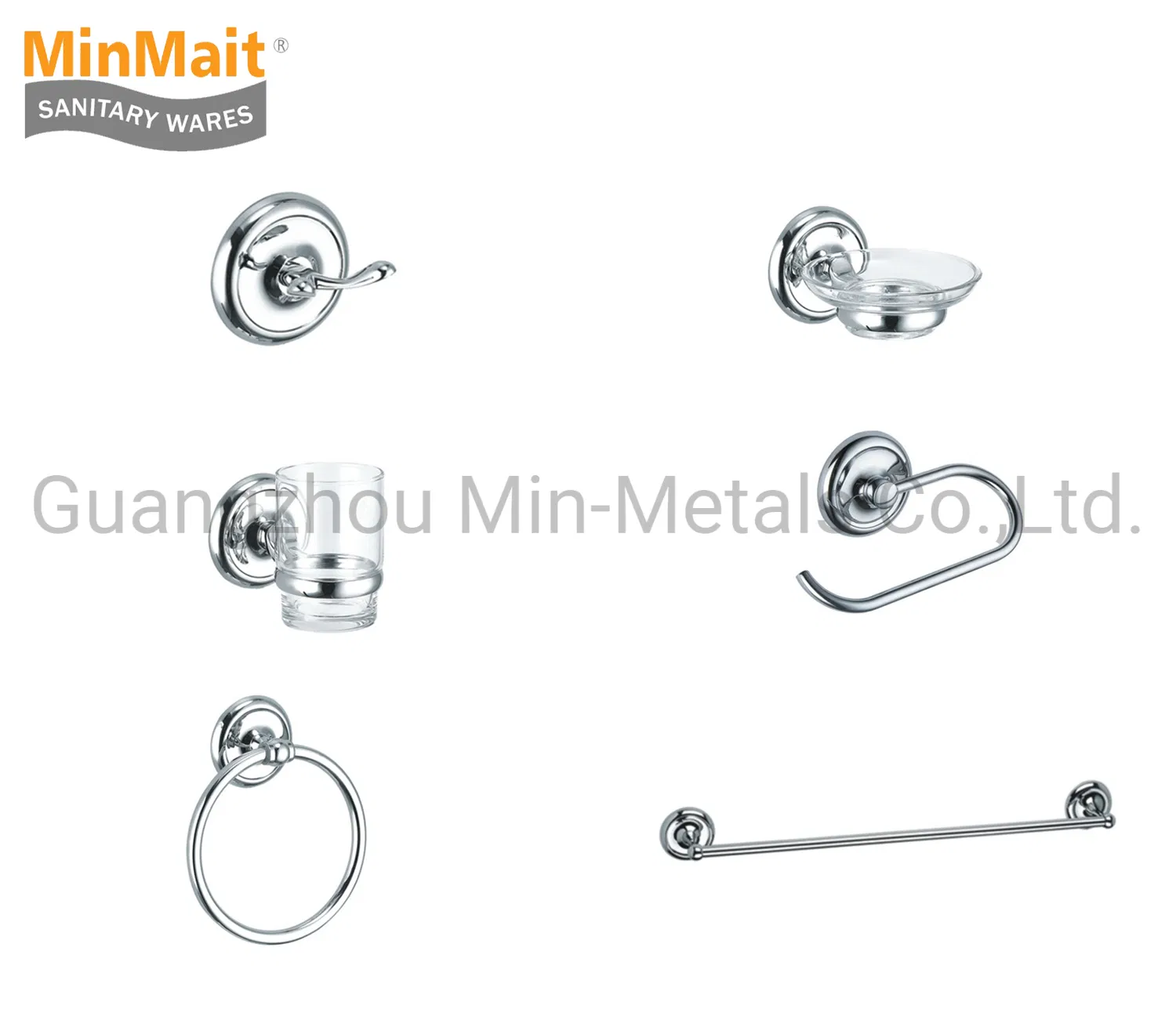Zinc Sanitary Ware Bathroom Fittings Hook Towel Bar Paper Holder Bathroom Accessories