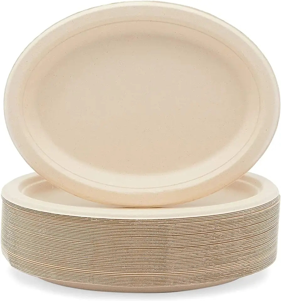 Compostable 6 8 9 10 Inch Custom or Inch Biodegradable Sugarcane Bagasse Pulp Paper Plates