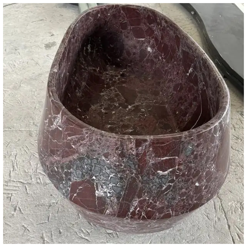 Rosso Levanto Dark Red Marble Bathroom Bathtub