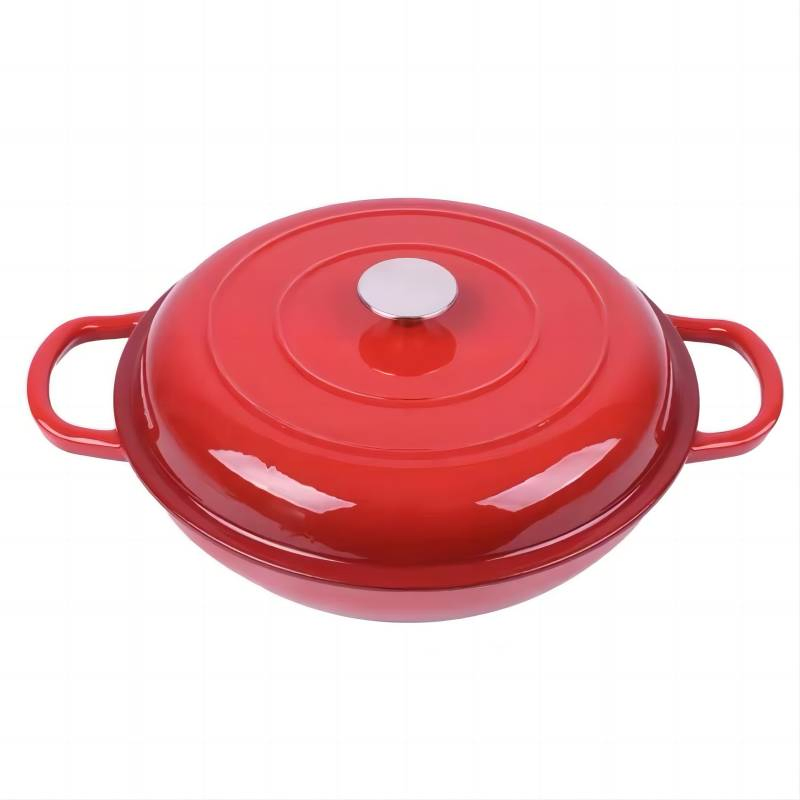 Wholesale Cast Iron Enamel Casserole Cookware Soup and Stock Shallow Seafood Cooking Stew Pot