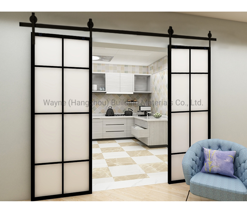 Simple Design Black Aluminium Glass Barn Door Sliding Door for Shower Enclosure