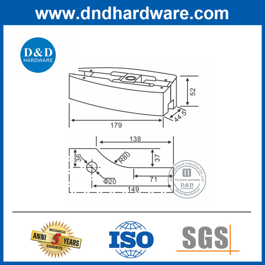 Branded Quality Stainless Steel Glass Door Top Patch Fitting in Stainless Steel
