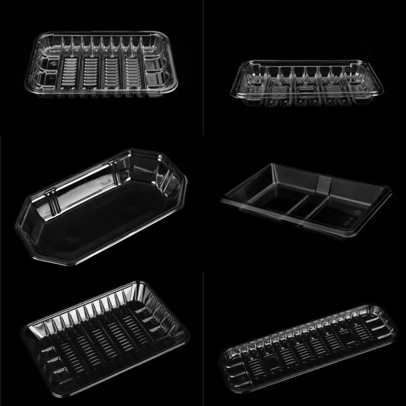 Black and Transparent Customized Food Packaging Pet Frozen Meat Plastic Tray
