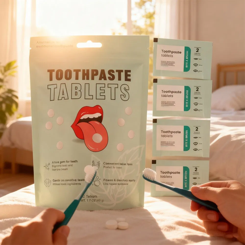 Portable Travel Daily Use Peppermint Toothpaste Tablets