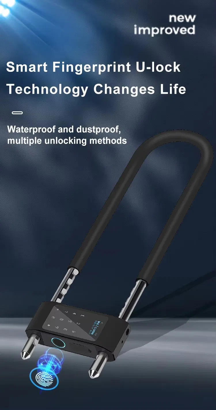 Tuya APP Remote Control Smart BLE Bluetooth Mesh U Shape Fingerprint Glass Door Lock