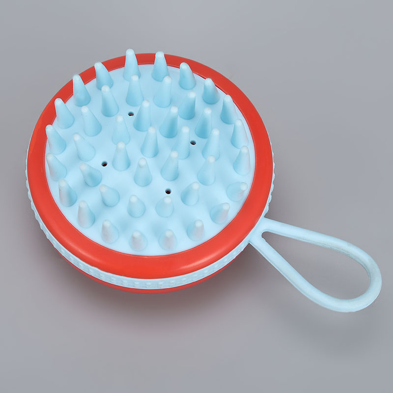 Round Shape Silicone Hair Scalp Massager Shampoo Bath Brush with Hanging Hole