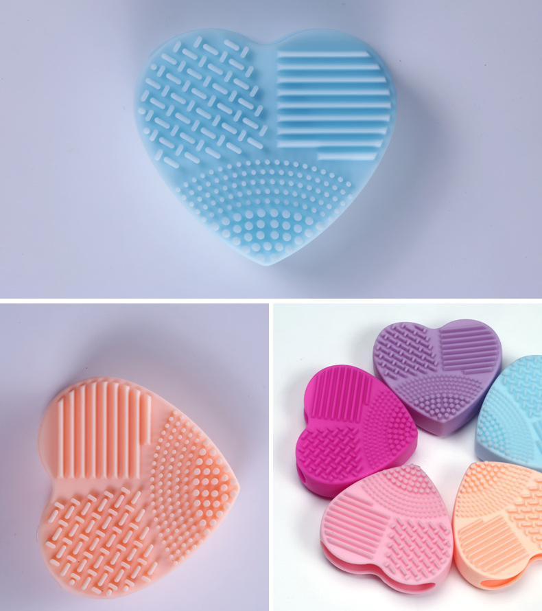 High Quality Cosmetic Cleaning Tools Heart Shape Pad Use Quick Clean Silicone Make up Brush Cleaner