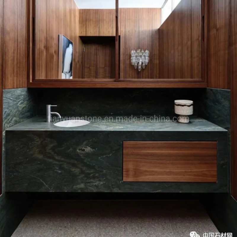 Modern Green Bath Vanity/Bathroom Single Vanities with Marble Top