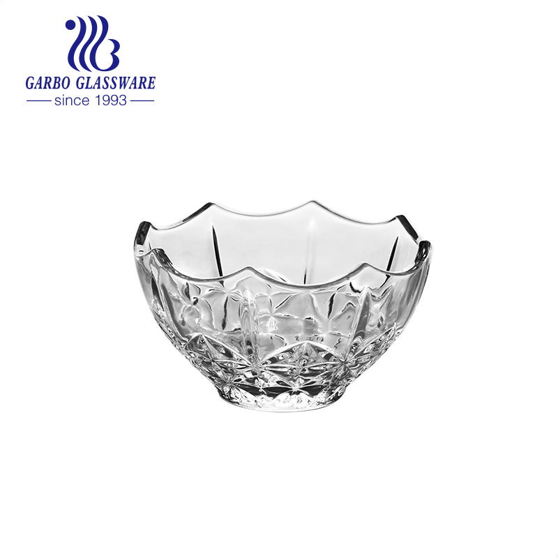 10inch Glass Fruit Bowl Cheap Price Salad Bowl Embossed Heavy Glass Bowls for Home Table Decor