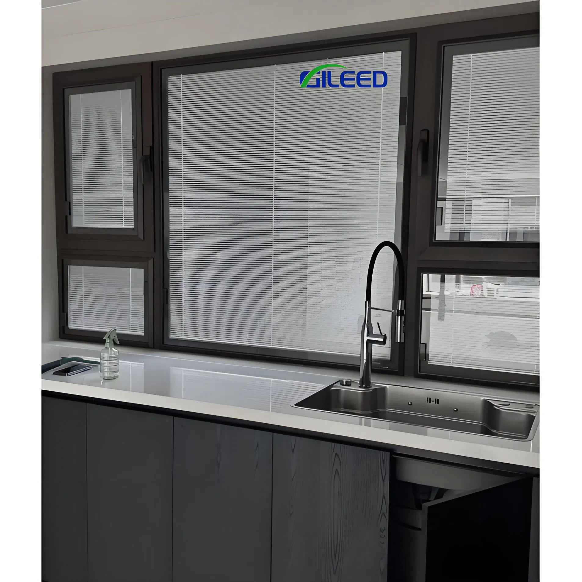 Customize Magnetic Control Shutter Curtain Aluminum Window for Office