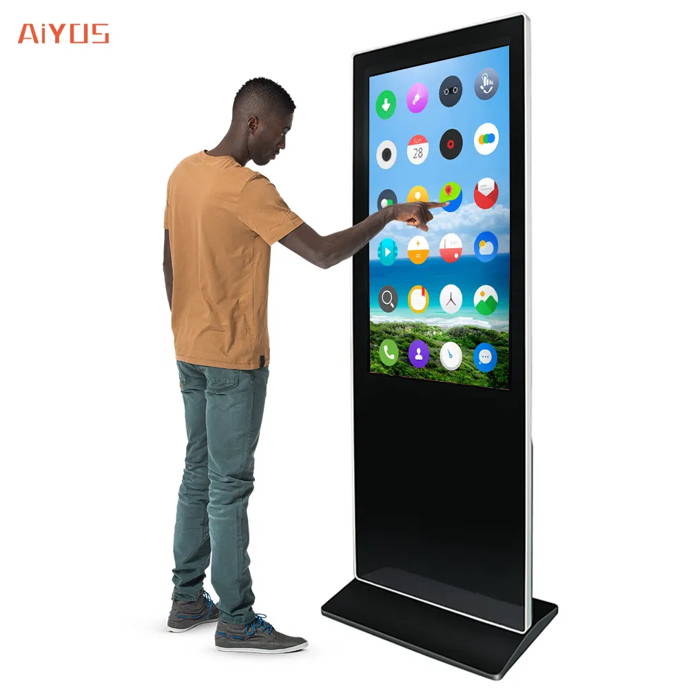 Aiyos 43 Inch Free Standing Vertical FHD LCD Touch Screen Android Advertising Display