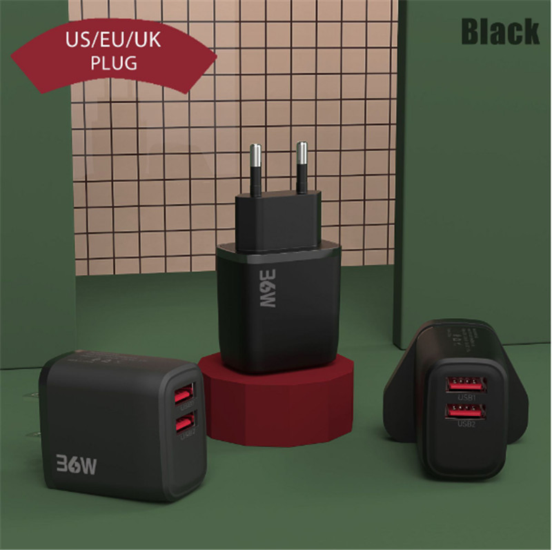 Сетевой адаптер 2xUSB 2A с вилками EU/US/UK