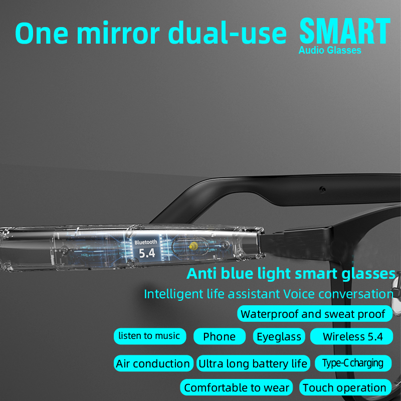 Bluetooth Audio Smart Sunglasses, Blue Light Glasses for Women and Men