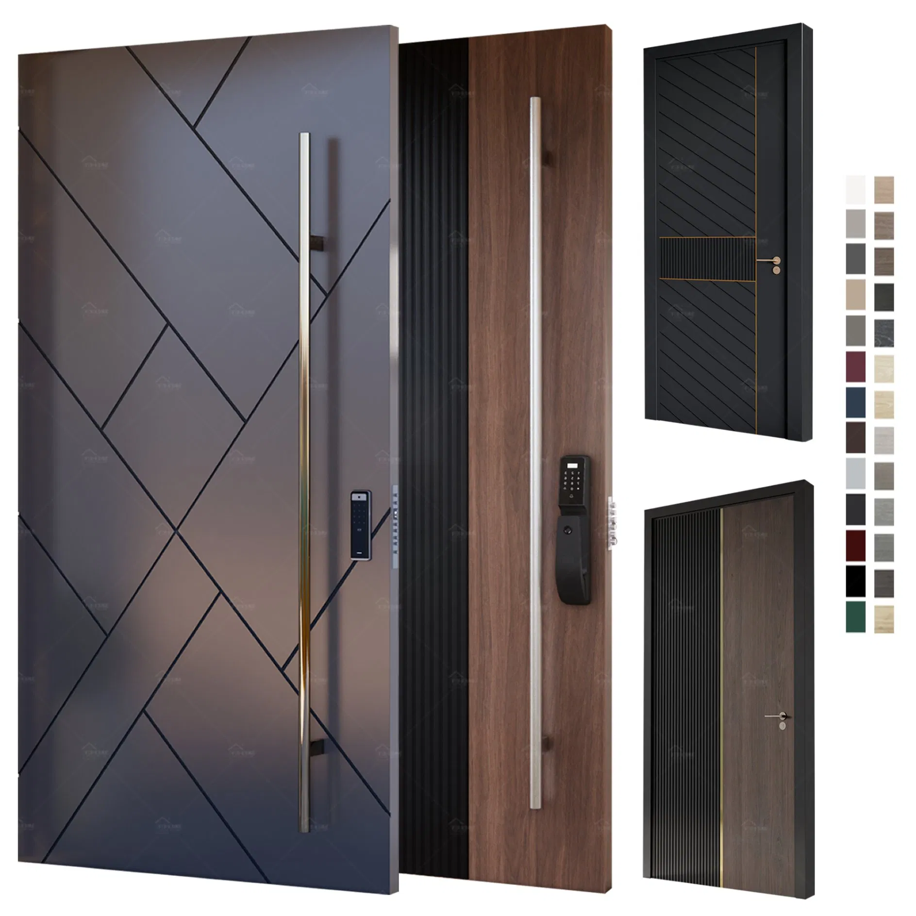 European Standard Modern 48 Inches Home Aluminum Exterior Doors Heavy Duty Exterior Doors for Houses Metal Pivot Doors