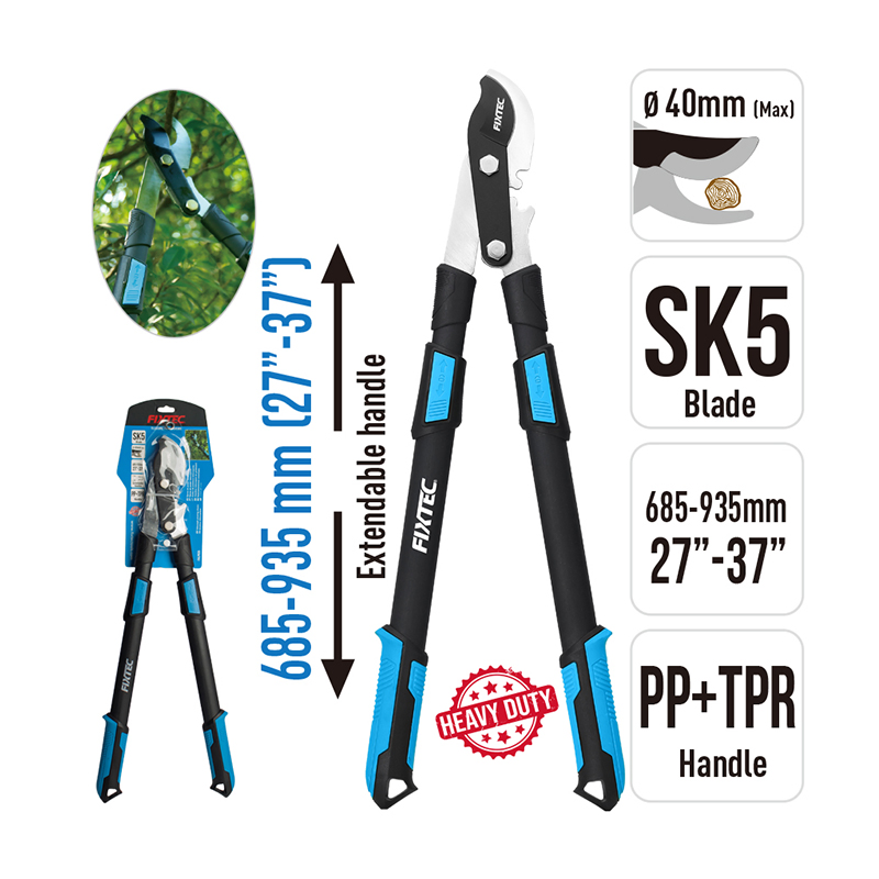 Fixtec Tree Trimmer Telescopic 26''-37'' PP+TPR Handle Garden Tools Pruner Bypass Lopper