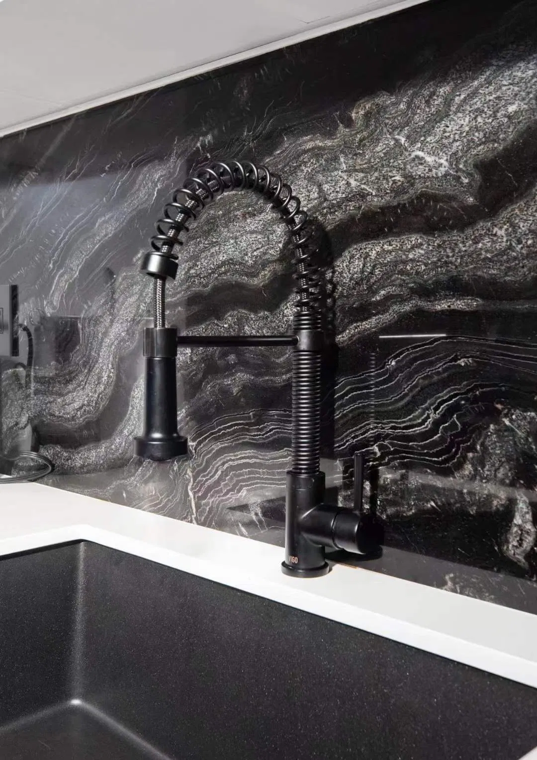 Black Granite Stone Basin Design for Bathroom Modern