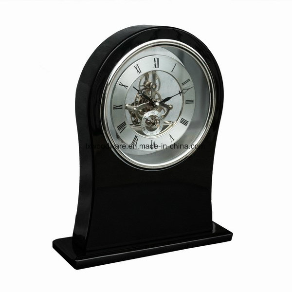 Black High Gloss Piano Finish Skeleton Arch Clock