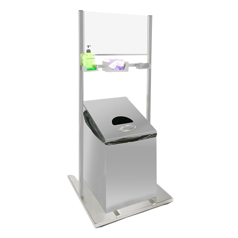 Stainless Steel Trash Waste Containers Garbage Bin with Slogan Stand