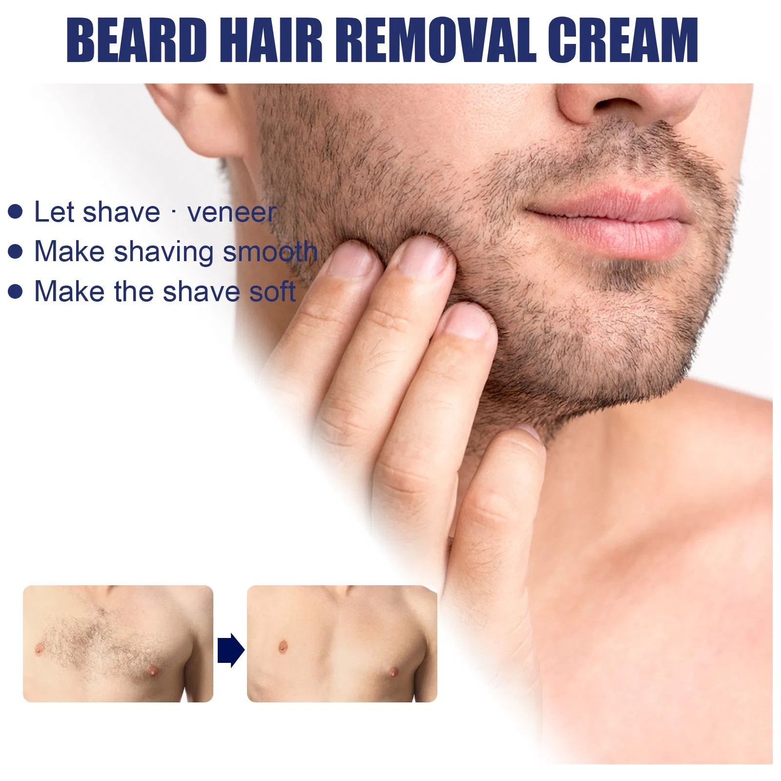 Men's Hair Removal Cream 60ml Men Beard Remove Cream Shave Smoothing Hair Softening Best Hair Removal Cream for Private Area