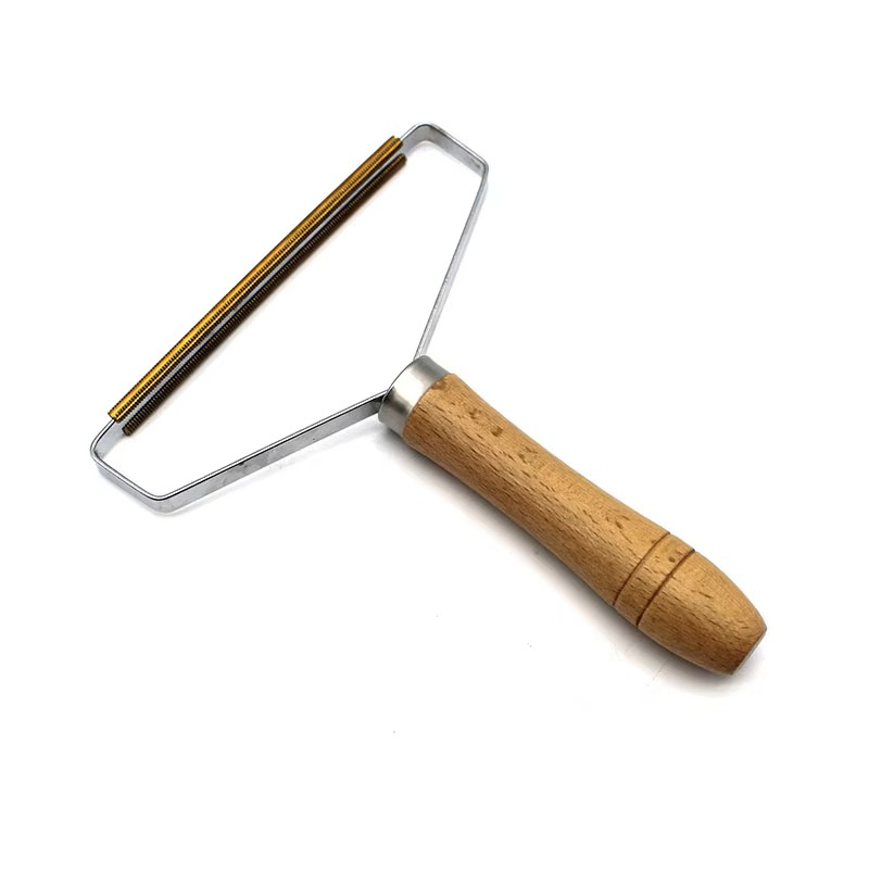 Portable Natural Beech Wood Stainless Steel Copper Head Lint Remover Clothing