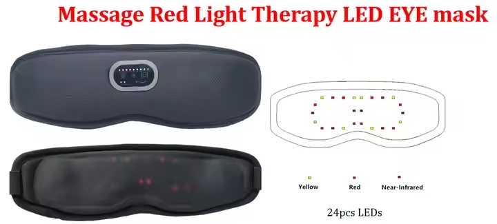 Red Light Therapy for Eyes Red Light Eye Mask for Dark Circles Rechargeable Vibration Air Compression Eye Cover