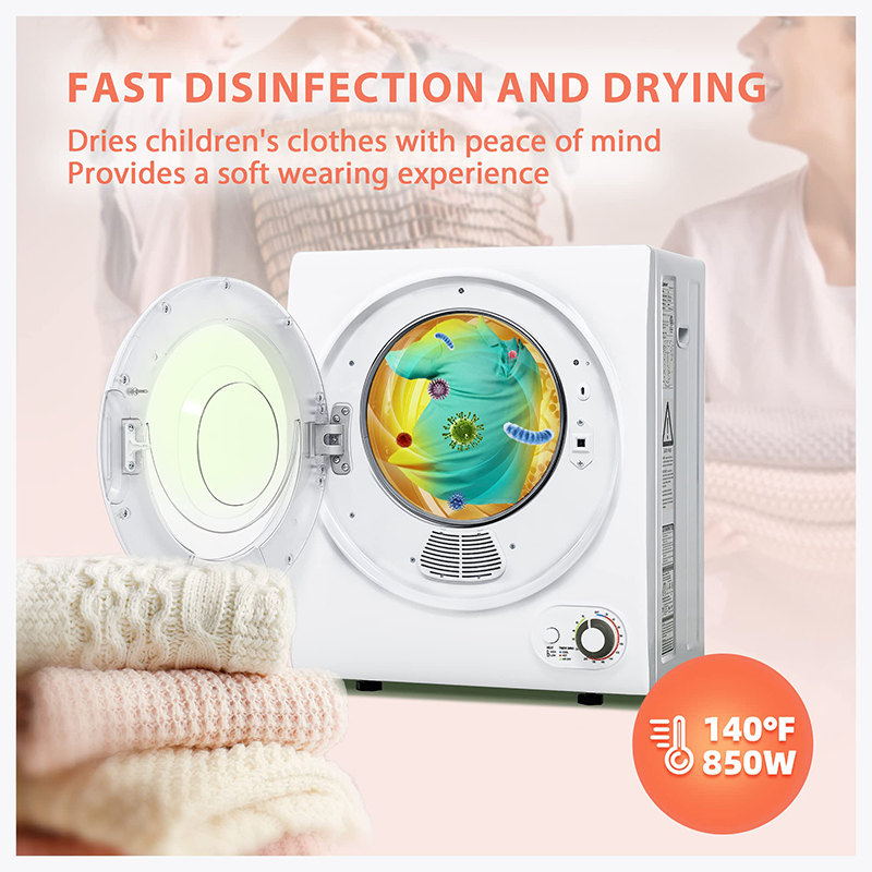 42L Portable Laundry Dryer 850W Stainless Steel ETL Certified Unit