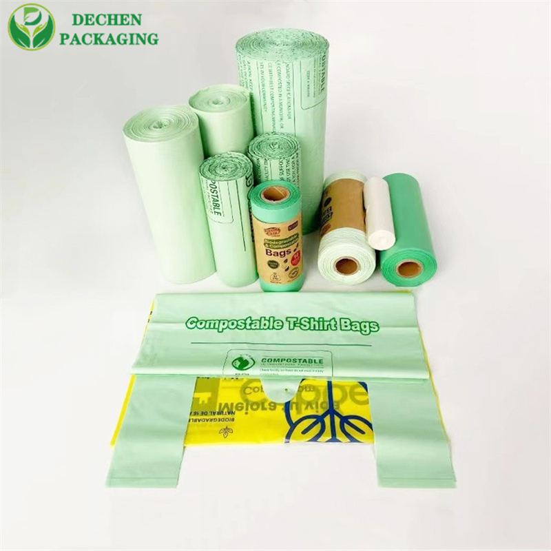 Custom Logo Biodegradable Garbage Bags Compostable Eco Friendly Degradable Refuse Sacks PLA Epi Bin Liner Rubbish Trash Bag