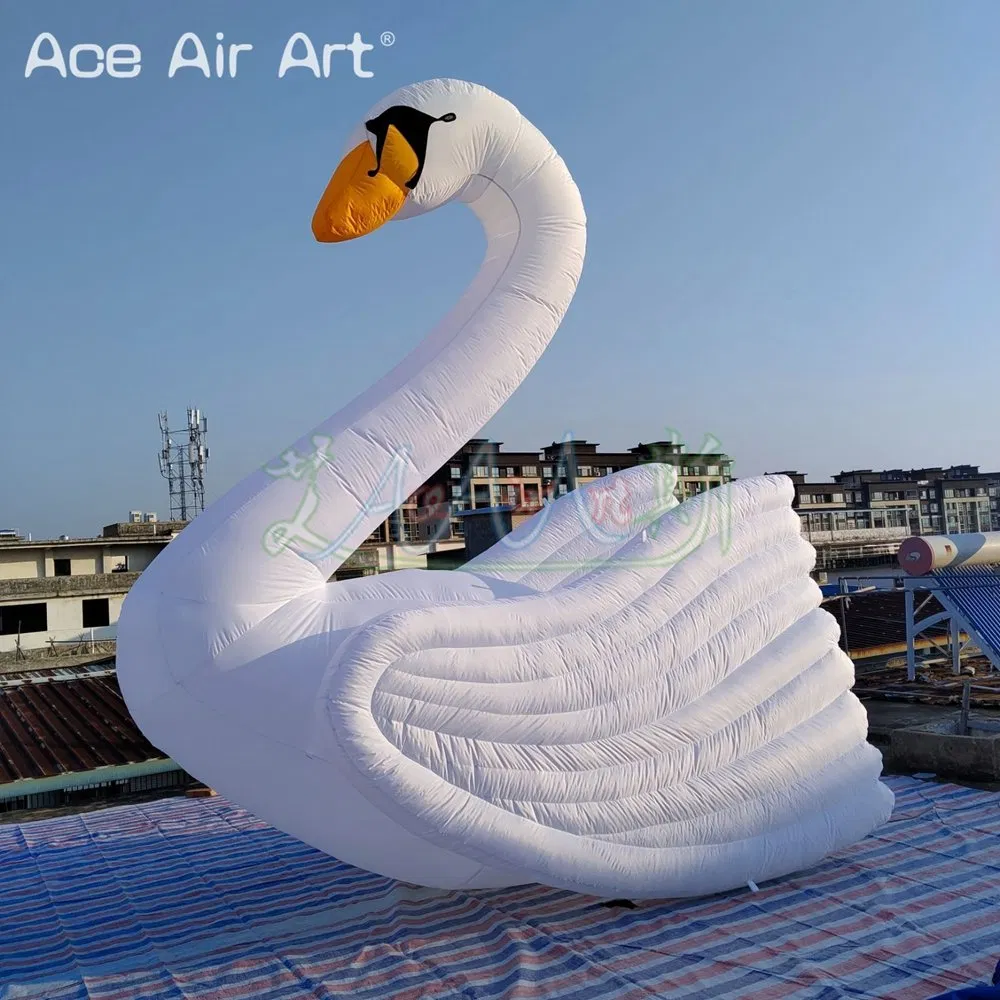 4ml Giant Beautiful Inflatable White Swan with Air Blower for Event Decoration Advertising
