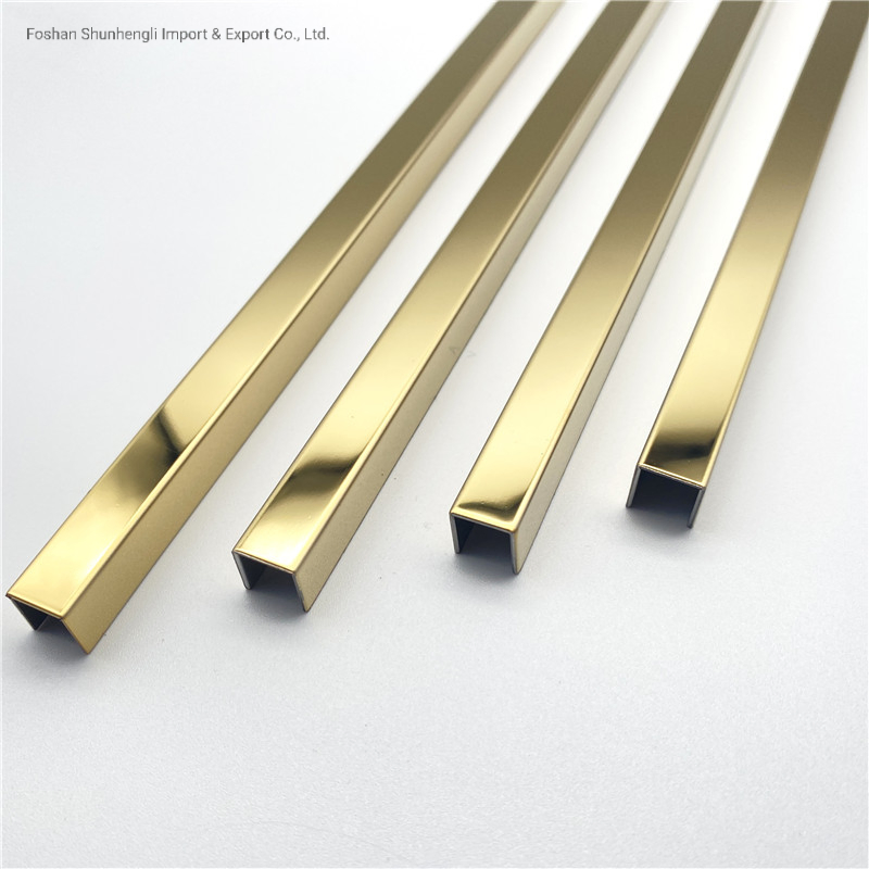 Furniture Mirror Trim Stainless Steel U Shape Profile Metal Tile Edge Trim