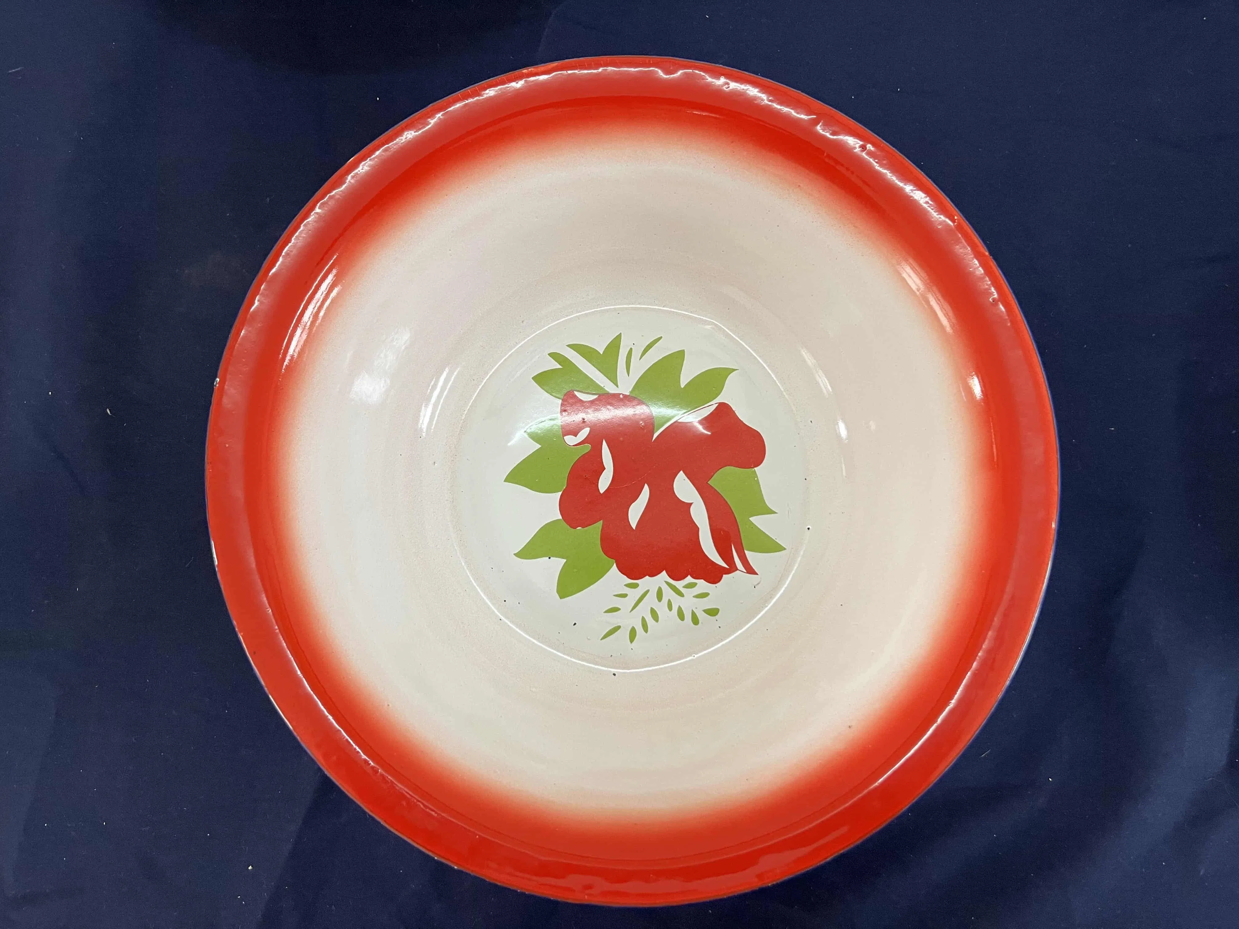 White Edge Color Basin Bottom Print Shallow Mouth Enamel Basin Sets Can Be Customized