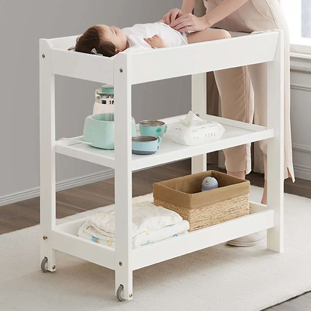 Boori 2 in 1 Baby Wood Diaper Changing Table with Wheels