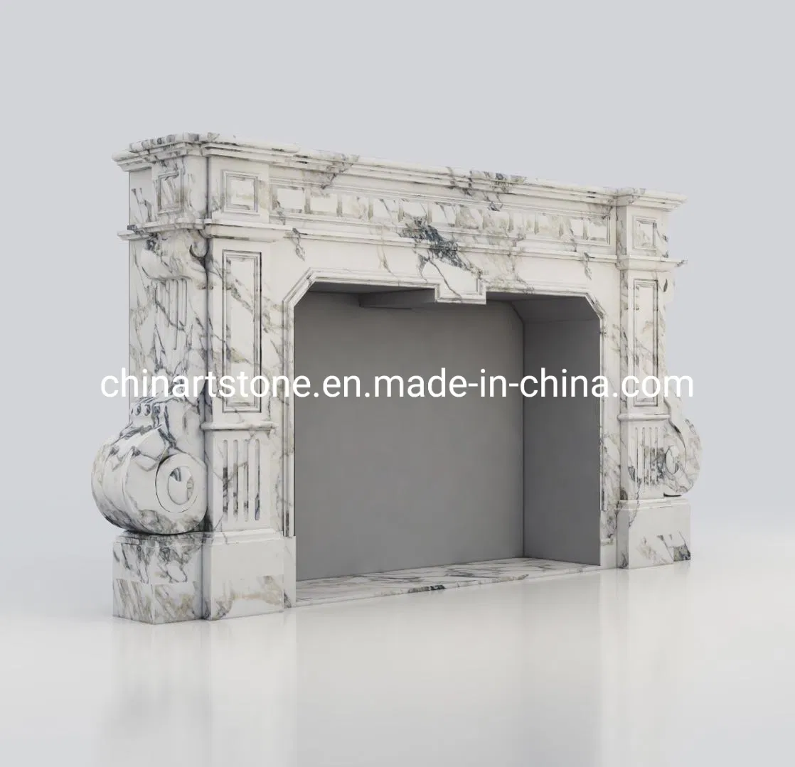 Bianco Arabascata White Marble Fireplace for Home Decoration