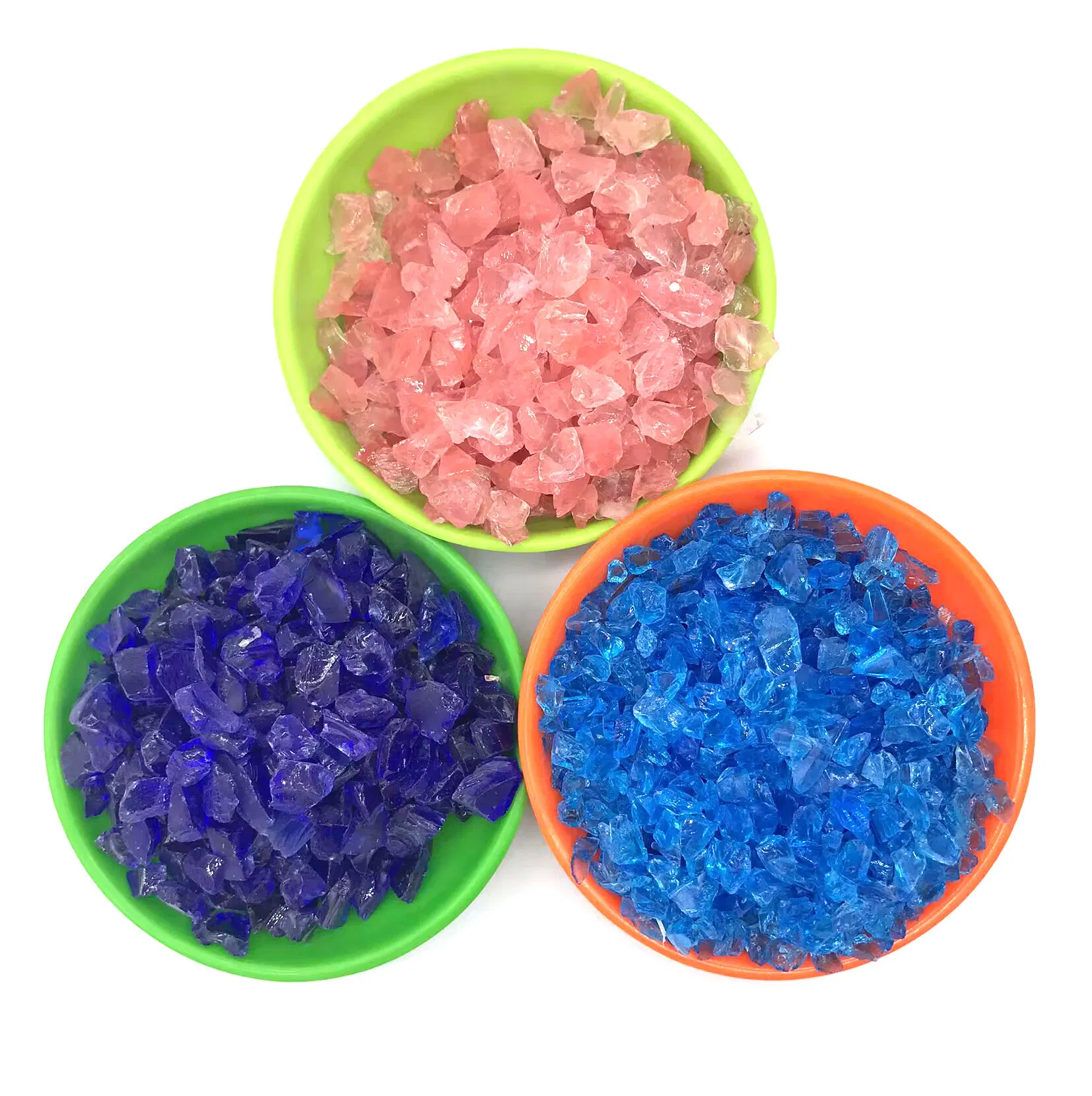 Clear Blue and Pink Crushed Glass Chips for Epoxy Flooring