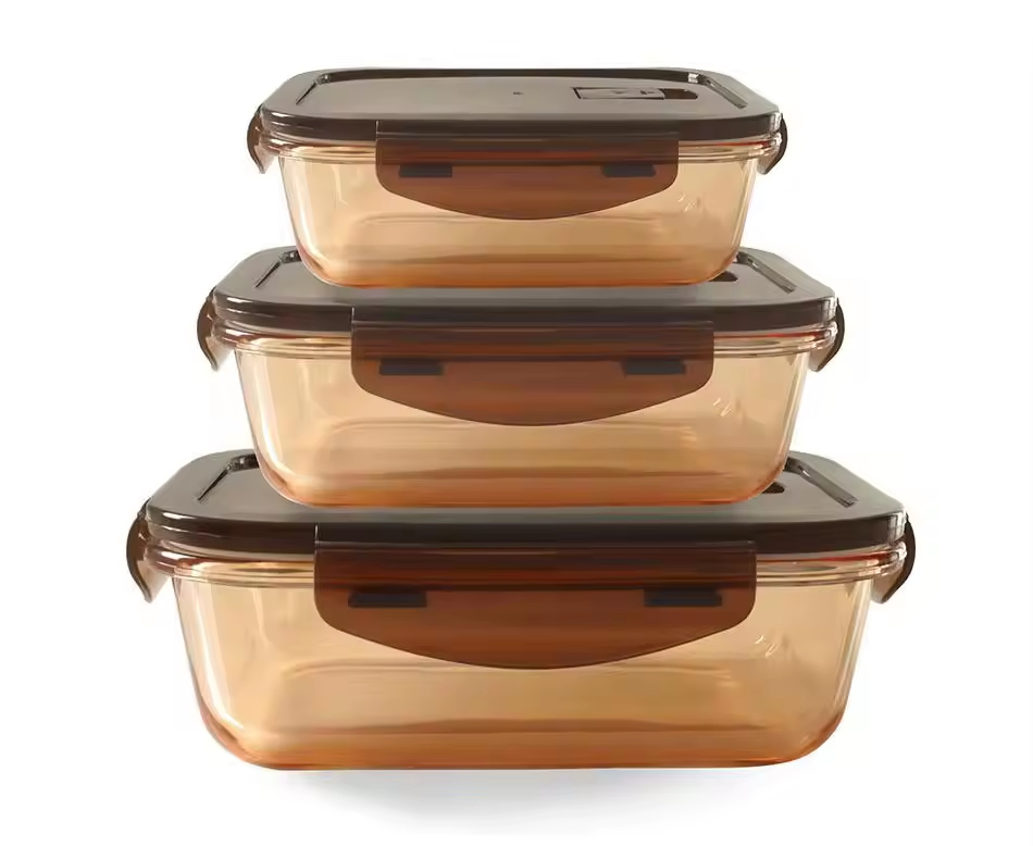 Premium Amber Borosilicate Glass Food Storage Container Set