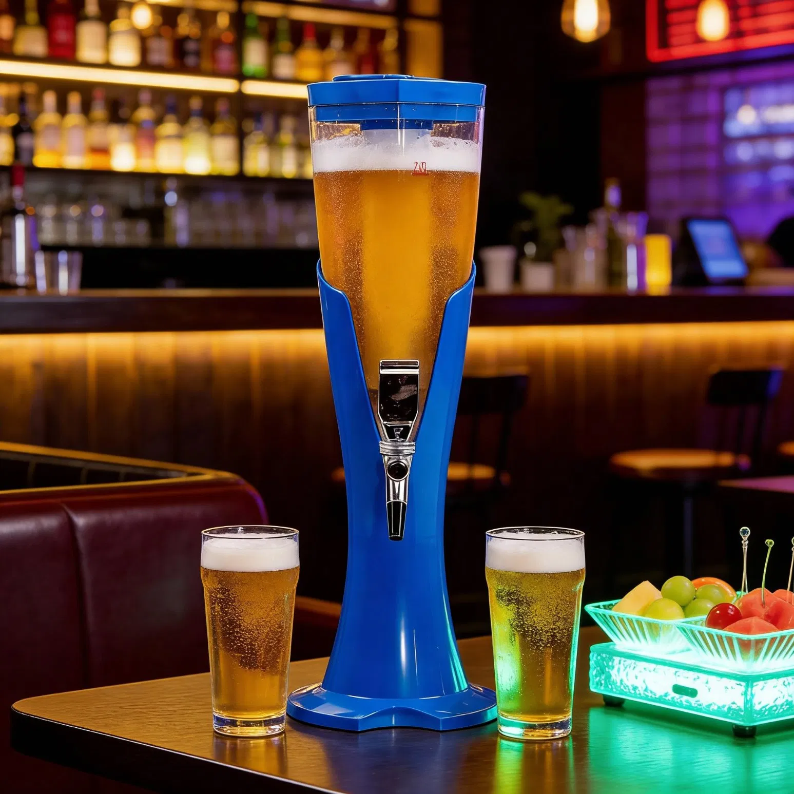 Factory Custom Logo Color PC Plastic Juice Beverage 1L 2L 3L Portable Draft Beer Dispenser Water Cooler Beer Tower with Ice Tube for Home Bar Nightclubs Party