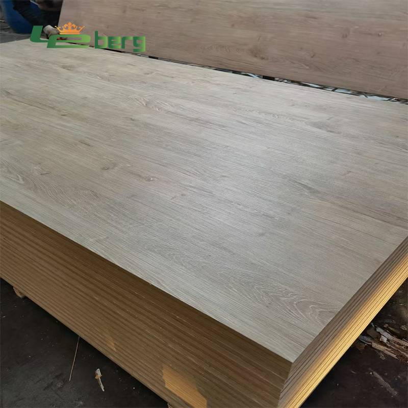 Decorative Melamine Laminated MDF Board 18mm Panel Synchronized Melamine MDF