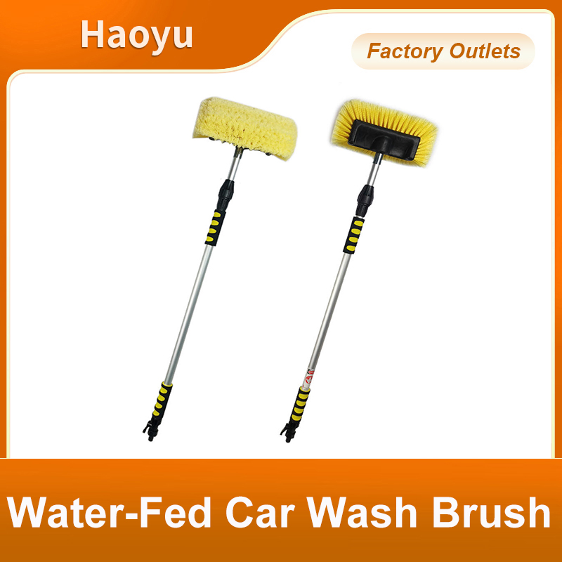 5-Sided Water-Fed Car Wash Brush with Soft Bristles Telescopic Car Washing Tool Multi-Functional Automotive Cleaning Brush