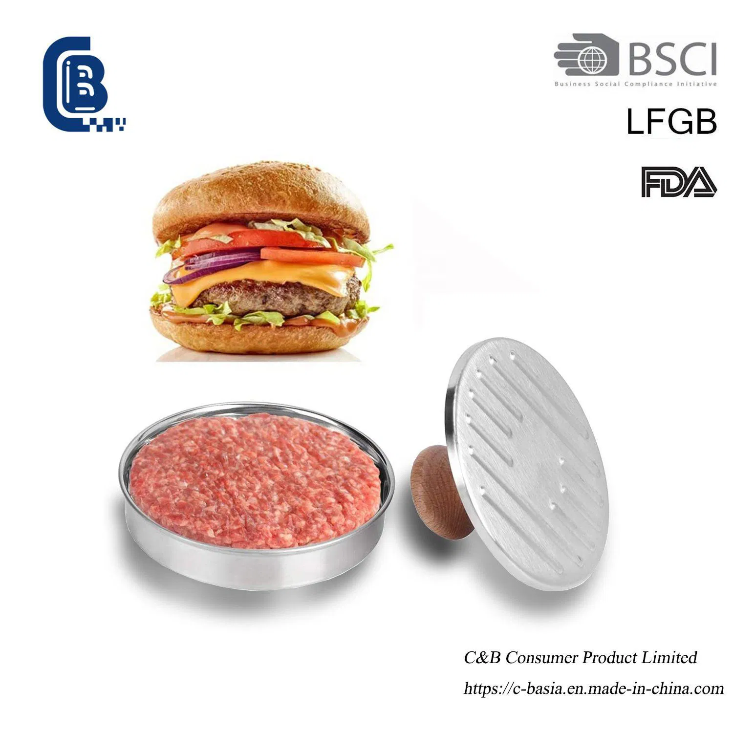 Double-Lattice Non-Stick Stainless Steel Hamburger & Steak Press