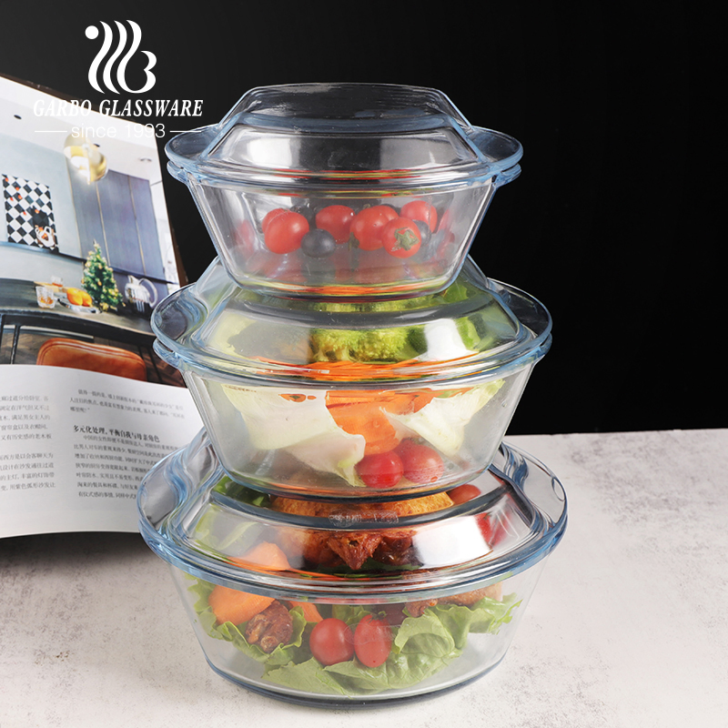 1.2L Microwave Oven Safe Bakeware Heat Resistant Glass Casserole Pot with Lid