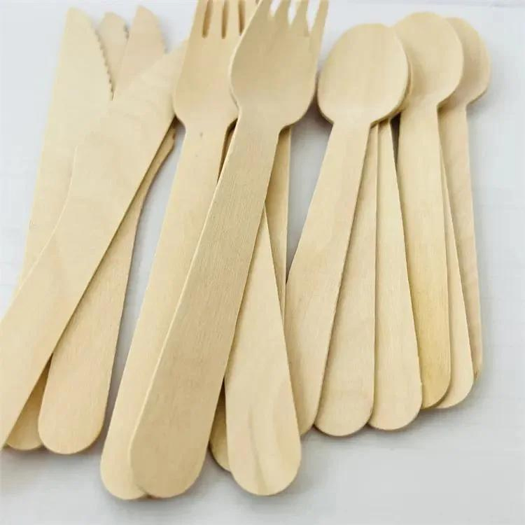 Food Grade Eco-Friendly Hygienic Biodegradable Disposable Wooden Knife Fork Spoon