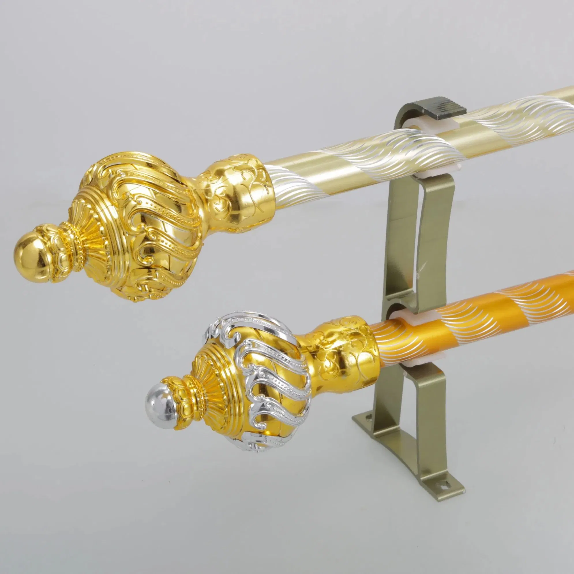 Art Head Roman Pole Fittings with Gold Silver Plated Plastic Ornaments